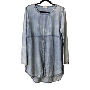 empire waist floral crochet trimmed and textured stitching design flyaway tunic